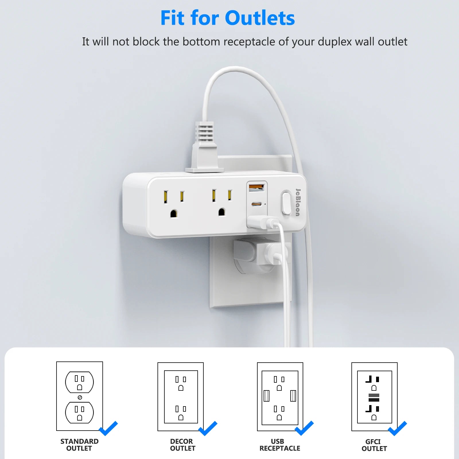 360 ° Regleta de alimentación estadounidense con enchufe giratorio